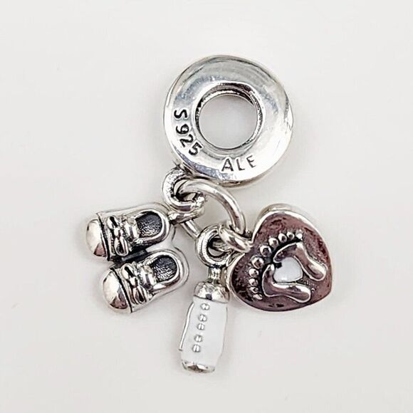 Pandora Baby Bottle and Shoe Dangle Charm with pouch - Picture 2 of 4